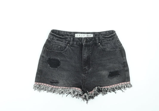 Denim Co. Women’s Black Cut-Off Fringe Denim Shorts Size 10
