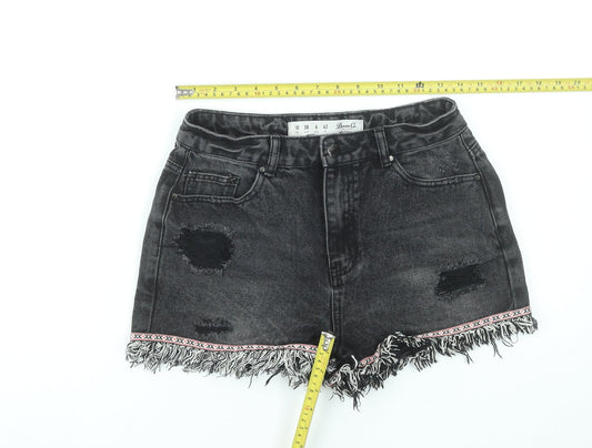 Denim Co. Women’s Black Cut-Off Fringe Denim Shorts Size 10