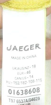 Jaeger Women’s Yellow White Linen Short Sleeve Top Size 18