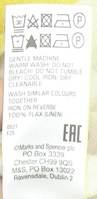 Jaeger Women’s Yellow White Linen Short Sleeve Top Size 18