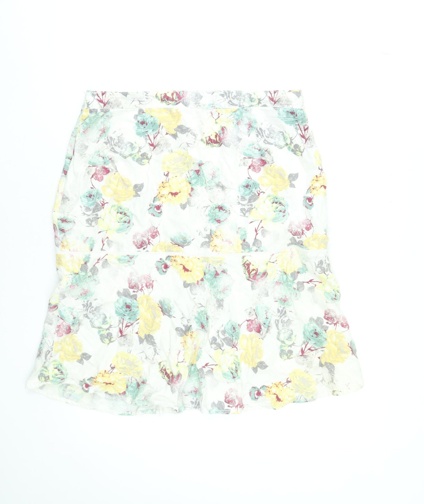 Next Womens Floral A-Line Linen Blend Midi Skirt Size 14 Multicoloured