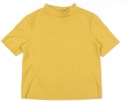 Womens UK Size M Zara Trafaluc Yellow Basic T-Shirt