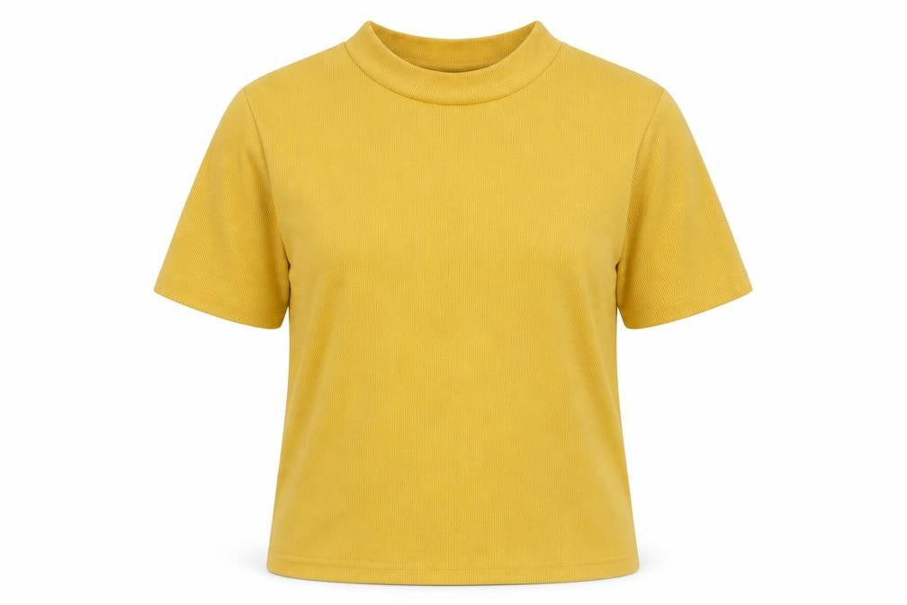 Womens UK Size M Zara Trafaluc Yellow Basic T-Shirt
