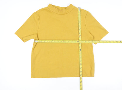 Womens UK Size M Zara Trafaluc Yellow Basic T-Shirt