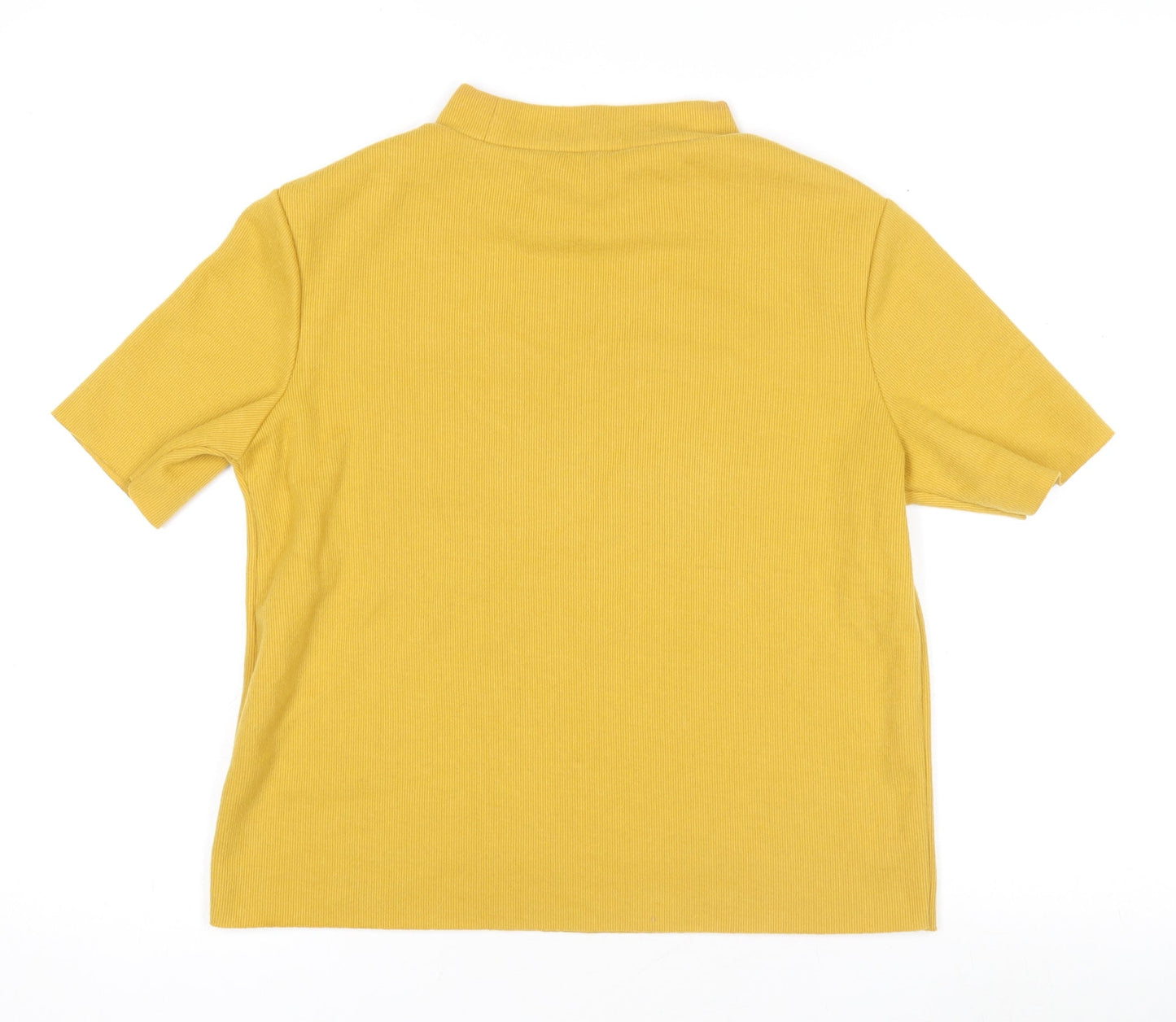Womens UK Size M Zara Trafaluc Yellow Basic T-Shirt
