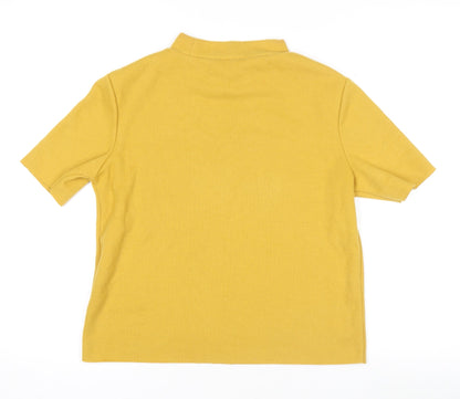 Womens UK Size M Zara Trafaluc Yellow Basic T-Shirt