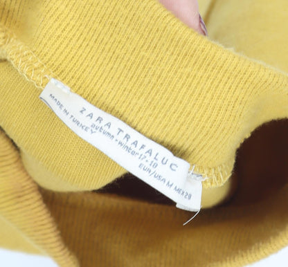 Womens UK Size M Zara Trafaluc Yellow Basic T-Shirt