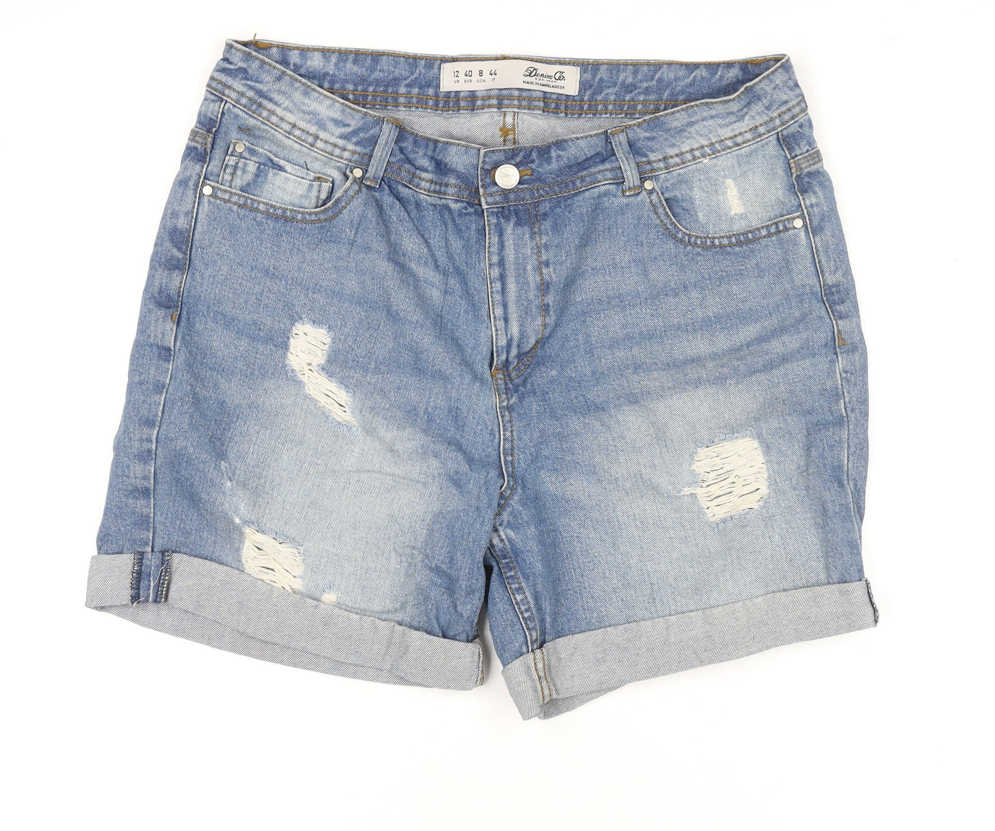 Denim Co. Womens Blue Size 12 Relaxed Boyfriend Denim Shorts