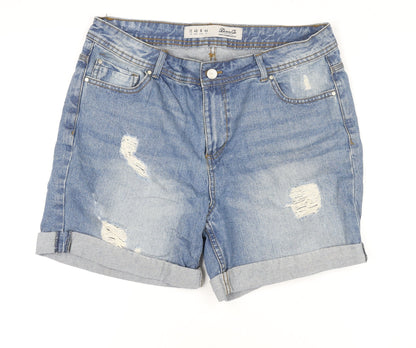 Denim Co. Womens Blue Size 12 Relaxed Boyfriend Denim Shorts