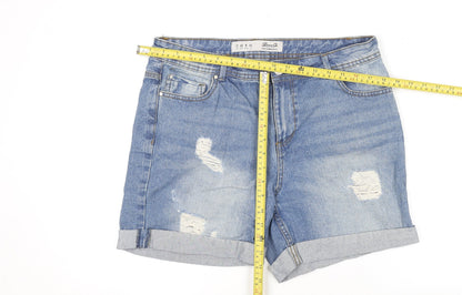 Denim Co. Womens Blue Size 12 Relaxed Boyfriend Denim Shorts