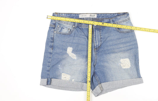 Denim Co. Womens Blue Size 12 Relaxed Boyfriend Denim Shorts