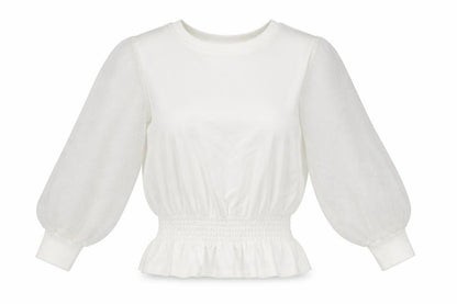 River Island Womens White XS Puff Sleeve Tunic Blouse