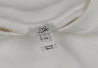 River Island Womens White XS Puff Sleeve Tunic Blouse