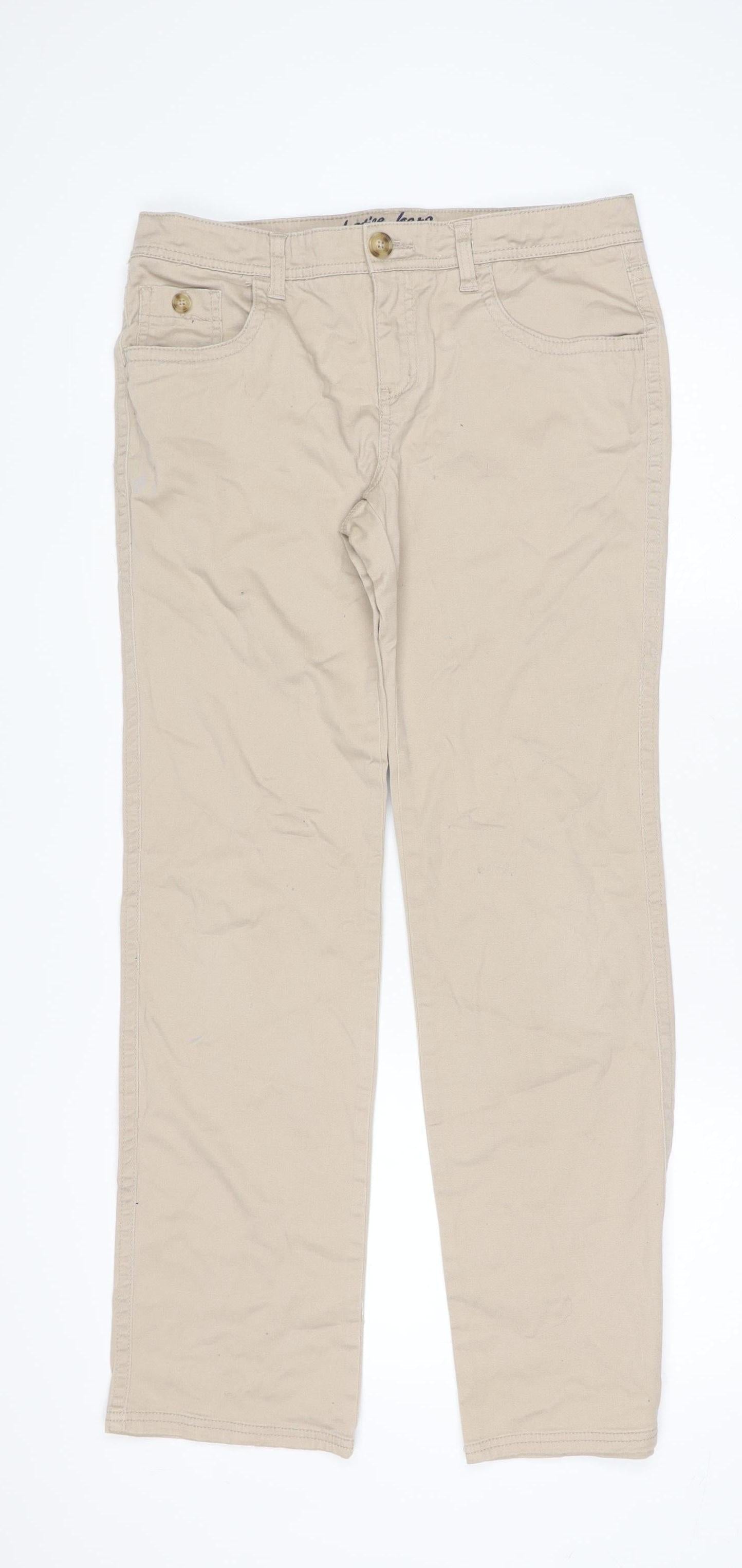 Teenss UK Size 16 Justice Jeans Regular Fit Straight Beige Jeans