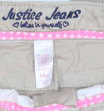 Teenss UK Size 16 Justice Jeans Regular Fit Straight Beige Jeans