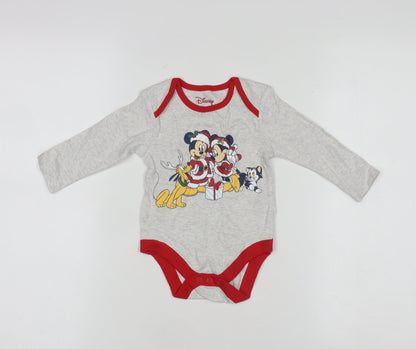 Disney Primark Grey Christmas Mickey & Minnie Baby Babygrow 6-9 Months