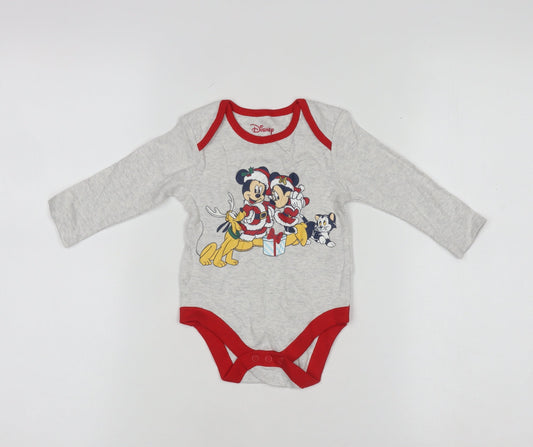Disney Primark Grey Christmas Mickey & Minnie Baby Babygrow 6-9 Months