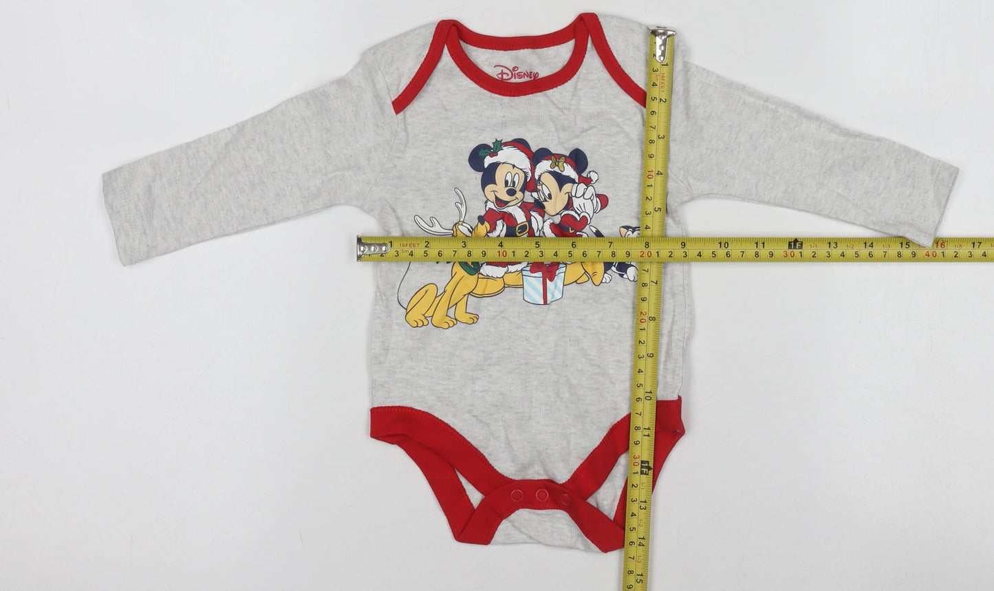 Disney Primark Grey Christmas Mickey & Minnie Baby Babygrow 6-9 Months