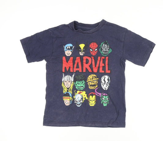 Boys UK Size 6-7 Years Marvel Blue Basic T-Shirt