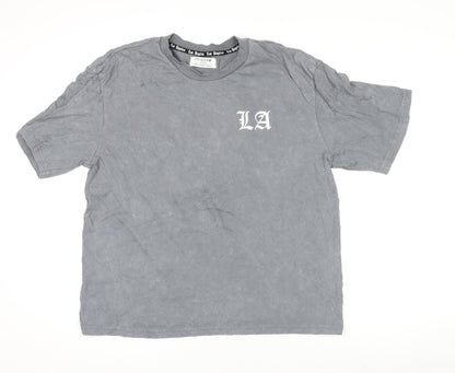 Primark Men’s Grey LA Graphic Relaxed Fit Cotton T-Shirt Size L