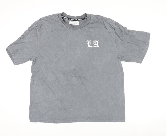 Primark Men’s Grey LA Graphic Relaxed Fit Cotton T-Shirt Size L