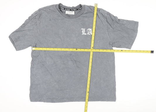Primark Men’s Grey LA Graphic Relaxed Fit Cotton T-Shirt Size L