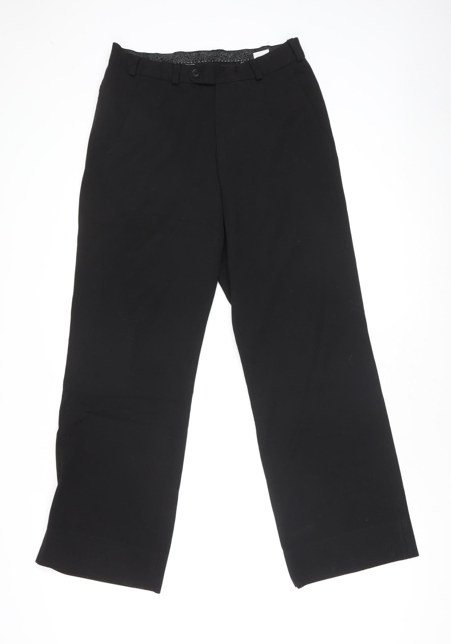 Womens UK Size 30R Remus Uomo Regular Fit Business Casual Workwear Black Trouser