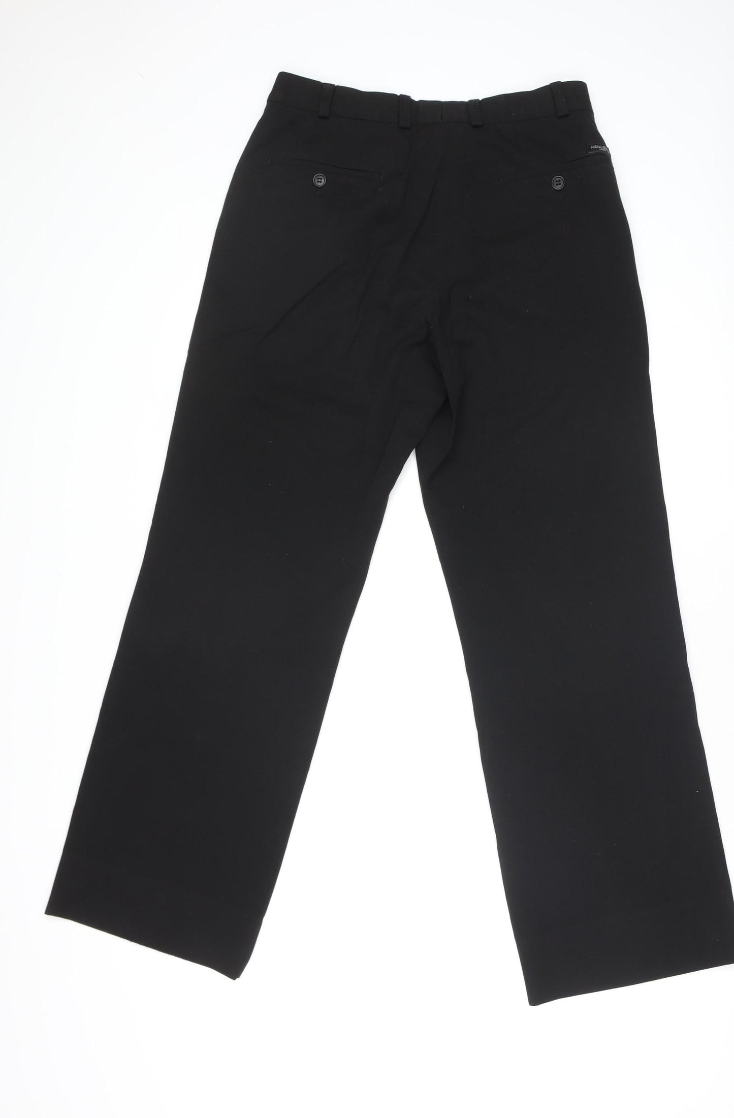 Womens UK Size 30R Remus Uomo Regular Fit Business Casual Workwear Black Trouser