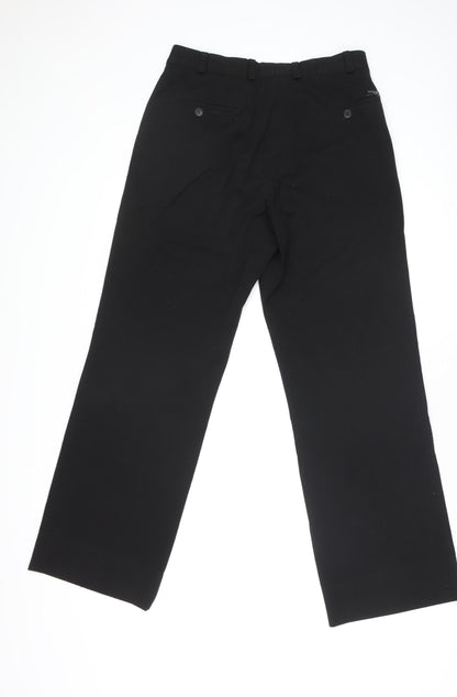 Womens UK Size 30R Remus Uomo Regular Fit Business Casual Workwear Black Trouser
