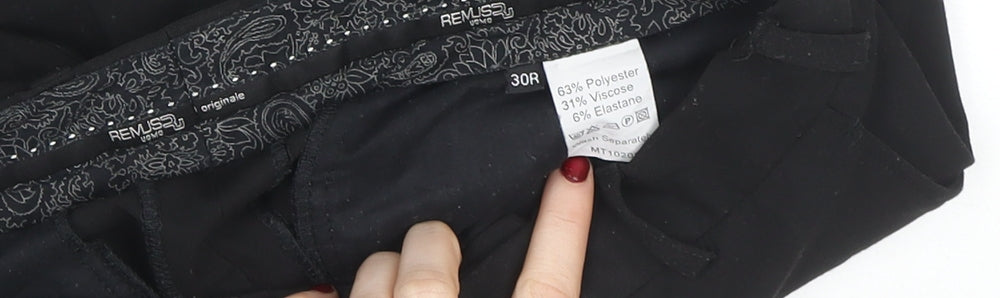 Womens UK Size 30R Remus Uomo Regular Fit Business Casual Workwear Black Trouser