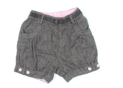 Monsoon Girls Brown Herringbone Wool Blend Shorts 12-18 Months Autumn Winter