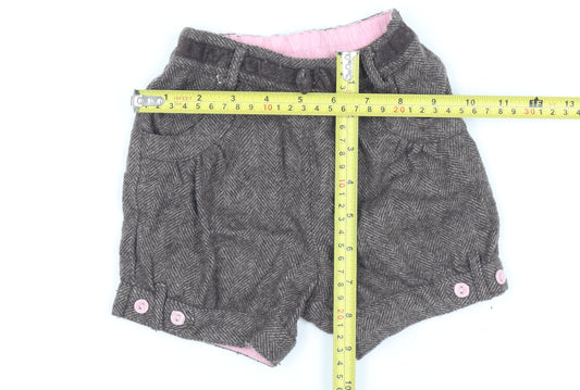 Monsoon Girls Brown Herringbone Wool Blend Shorts 12-18 Months Autumn Winter