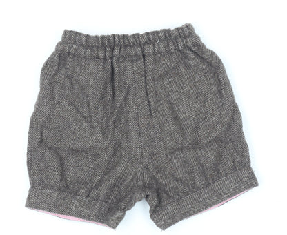 Monsoon Girls Brown Herringbone Wool Blend Shorts 12-18 Months Autumn Winter