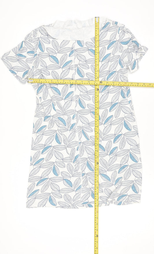 Mudd & Water Women's Blue Leaf Print Cotton Shift Dress Size 10