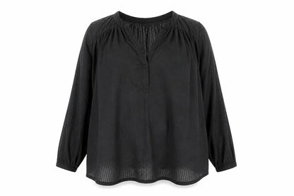 b.young Women Black Lightweight Cotton Button Tunic Blouse XL