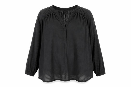 b.young Women Black Lightweight Cotton Button Tunic Blouse XL