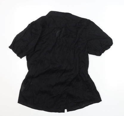 b.young Women Black Lightweight Cotton Button Tunic Blouse XL