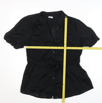 b.young Women Black Lightweight Cotton Button Tunic Blouse XL