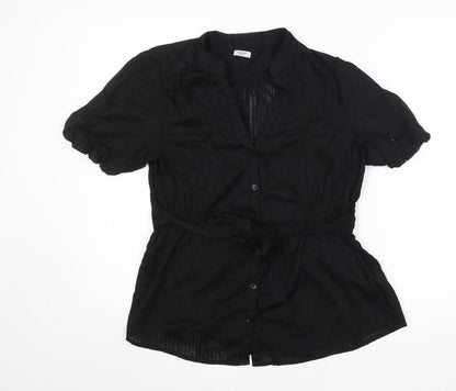 b.young Women Black Lightweight Cotton Button Tunic Blouse XL