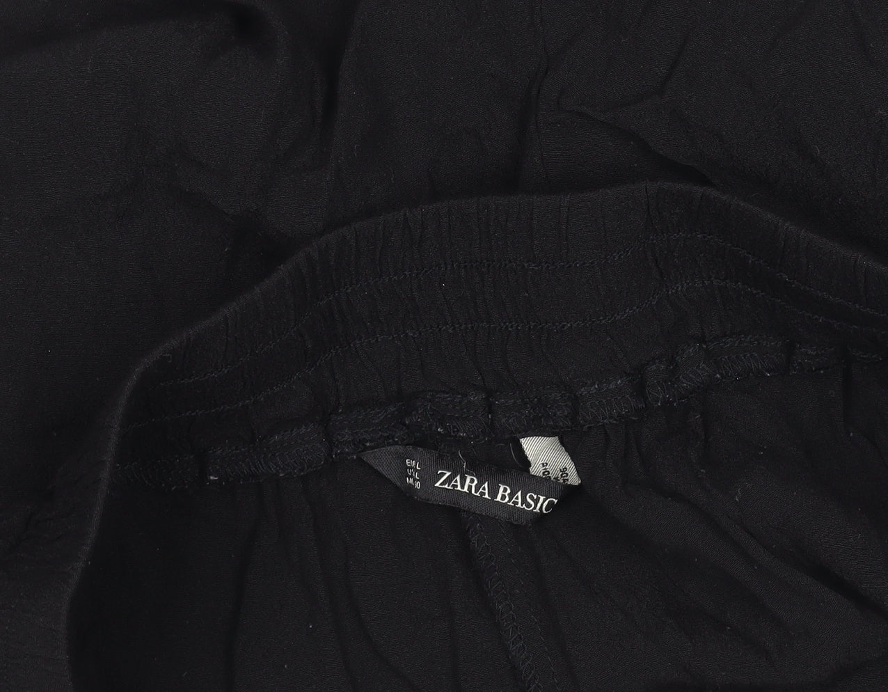 Zara Basic Women’s Black Paperbag Shorts Size L Viscose Drawstring