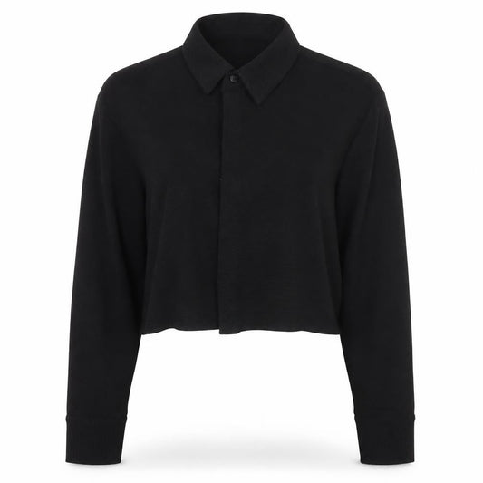 Womens UK Size S Mango Black Cropped Button-Up