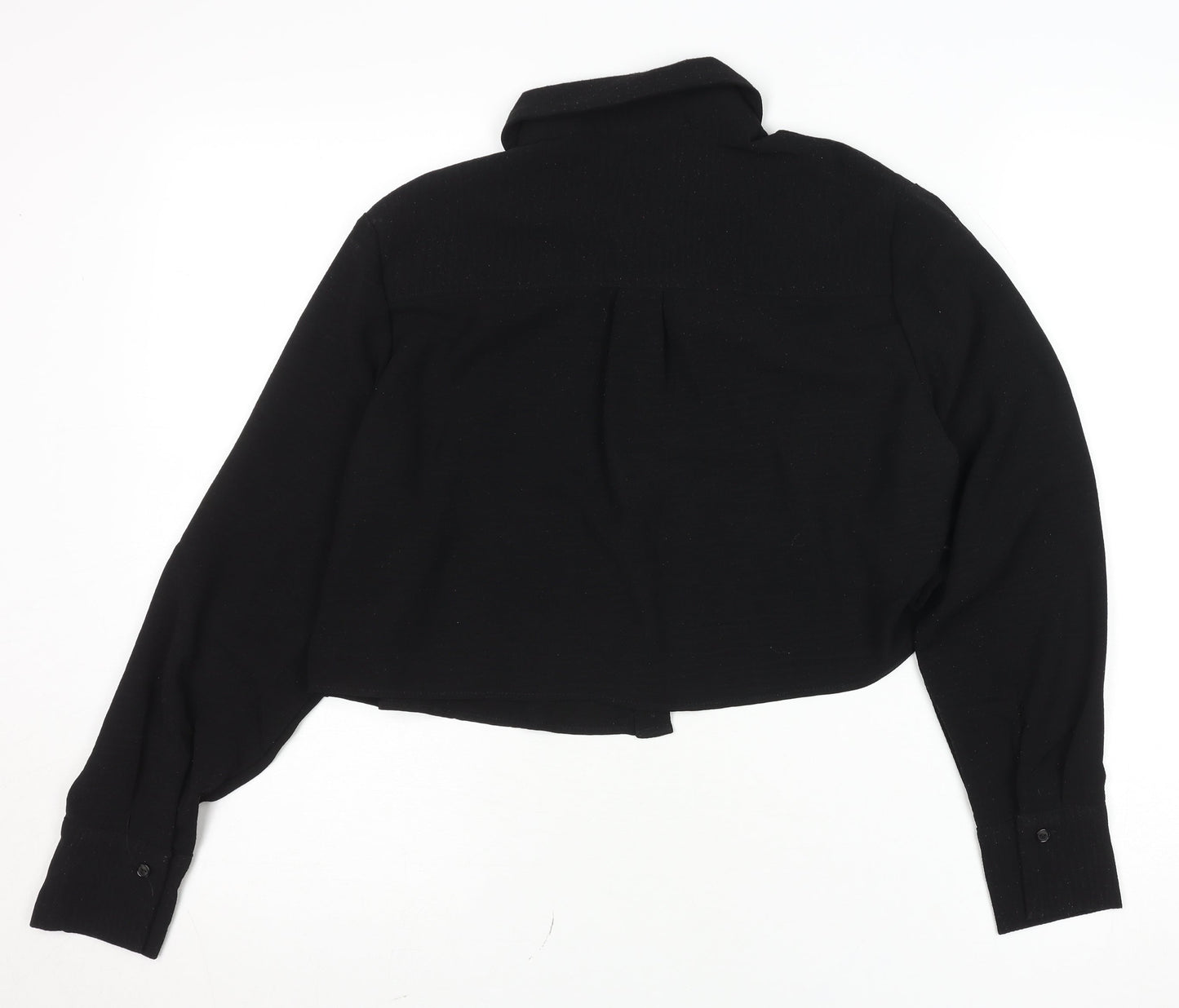 Womens UK Size S Mango Black Cropped Button-Up