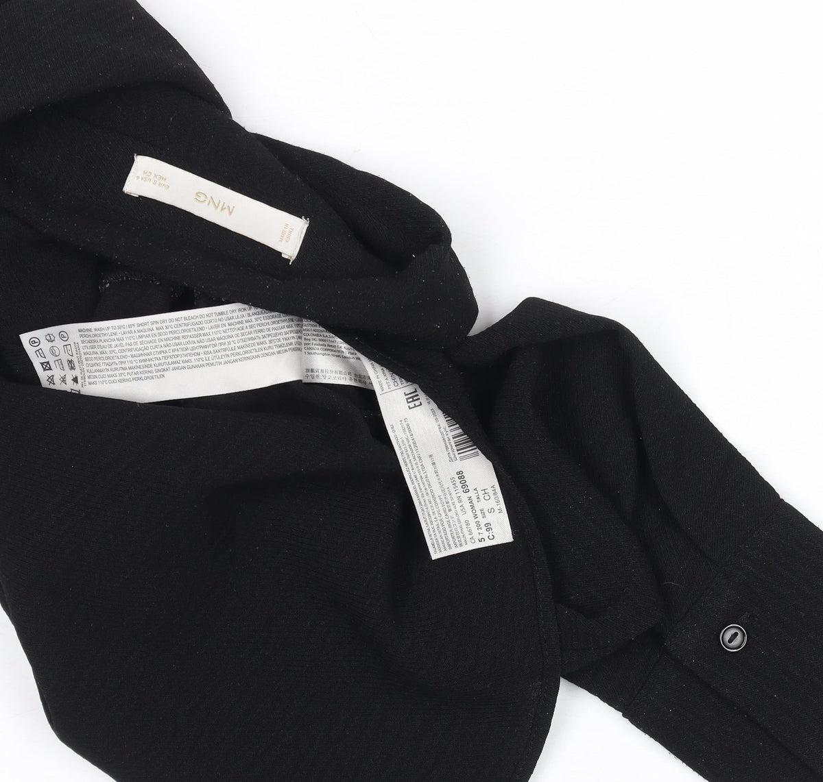 Womens UK Size S Mango Black Cropped Button-Up