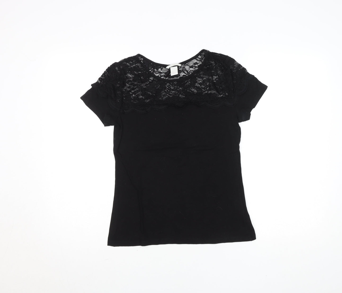 Womens UK Size 12 H&M Black Basic T-Shirt
