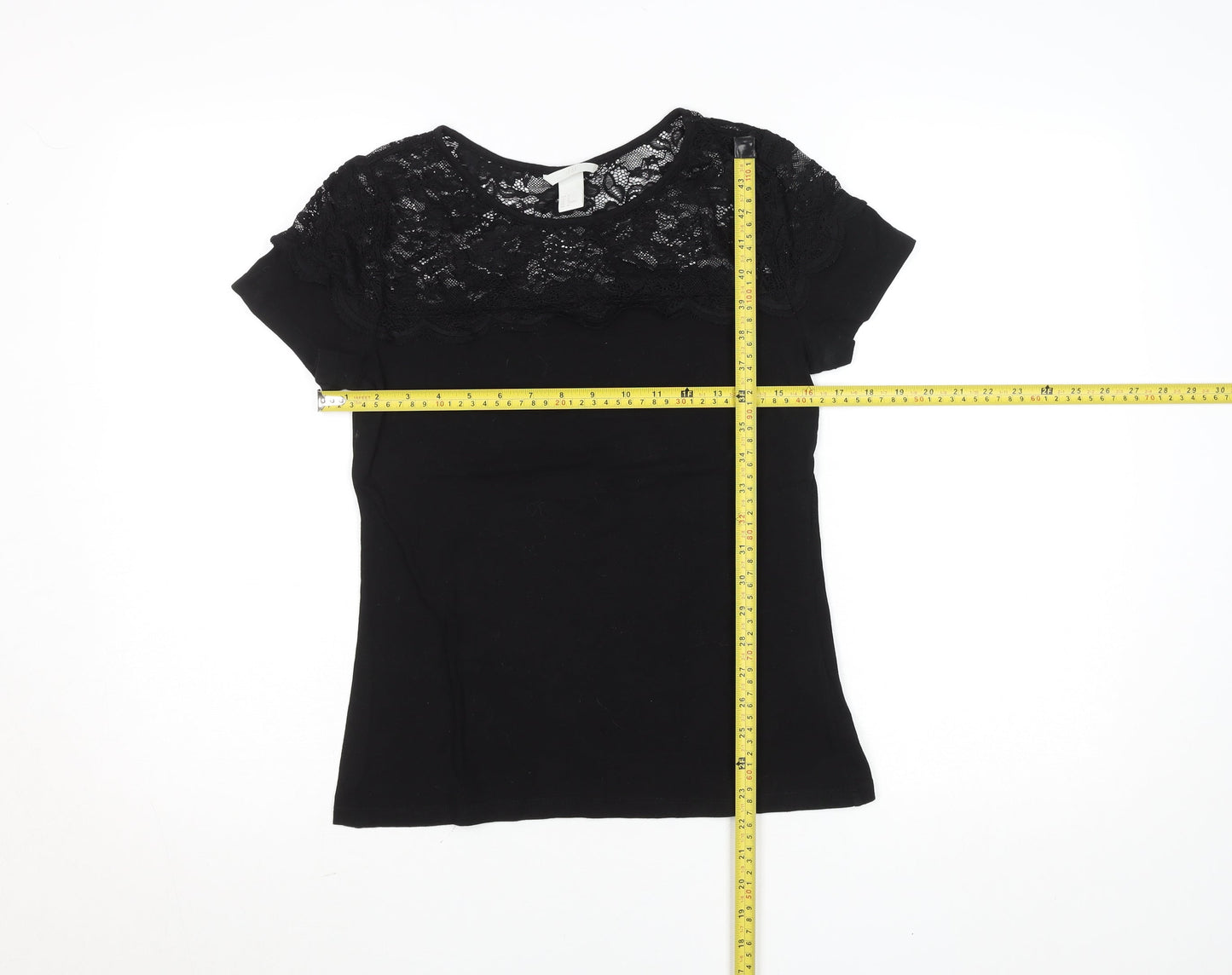 Womens UK Size 12 H&M Black Basic T-Shirt