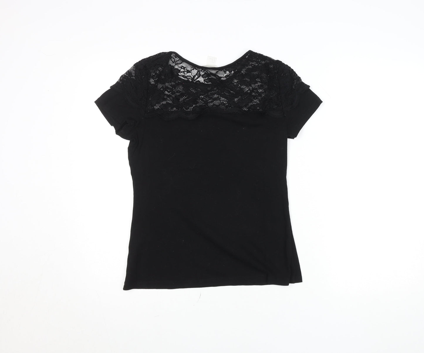 Womens UK Size 12 H&M Black Basic T-Shirt