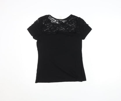 Womens UK Size 12 H&M Black Basic T-Shirt