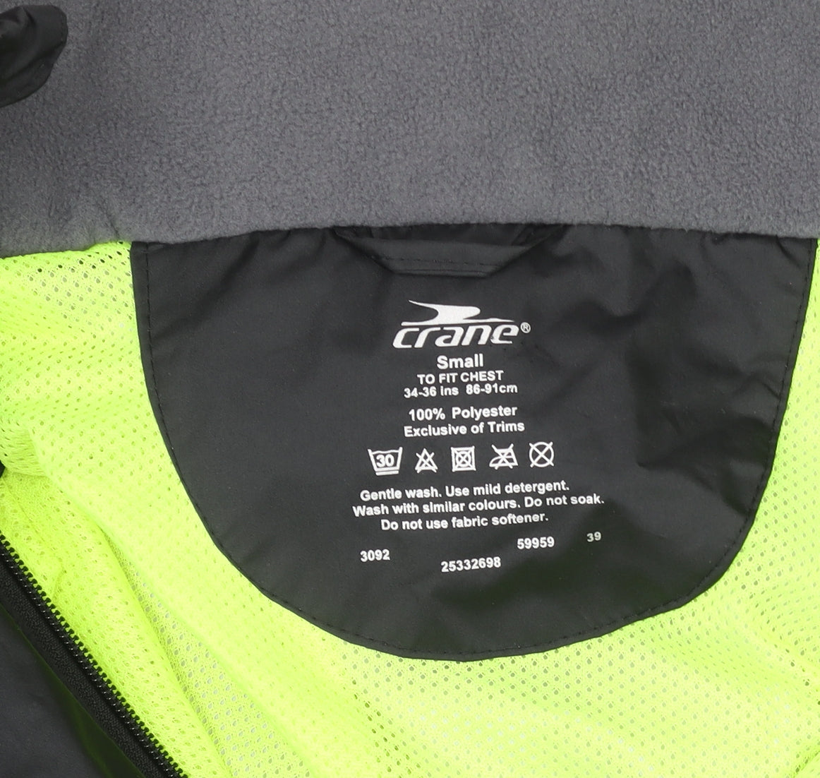 Crane Men's Black Small Cycling Windbreaker Jacket 34-36in