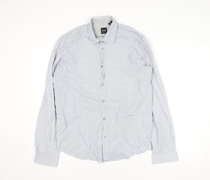 Mens UK Collar Size M Boss Smart Blue  Dress Shirt