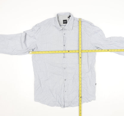 Mens UK Collar Size M Boss Smart Blue  Dress Shirt
